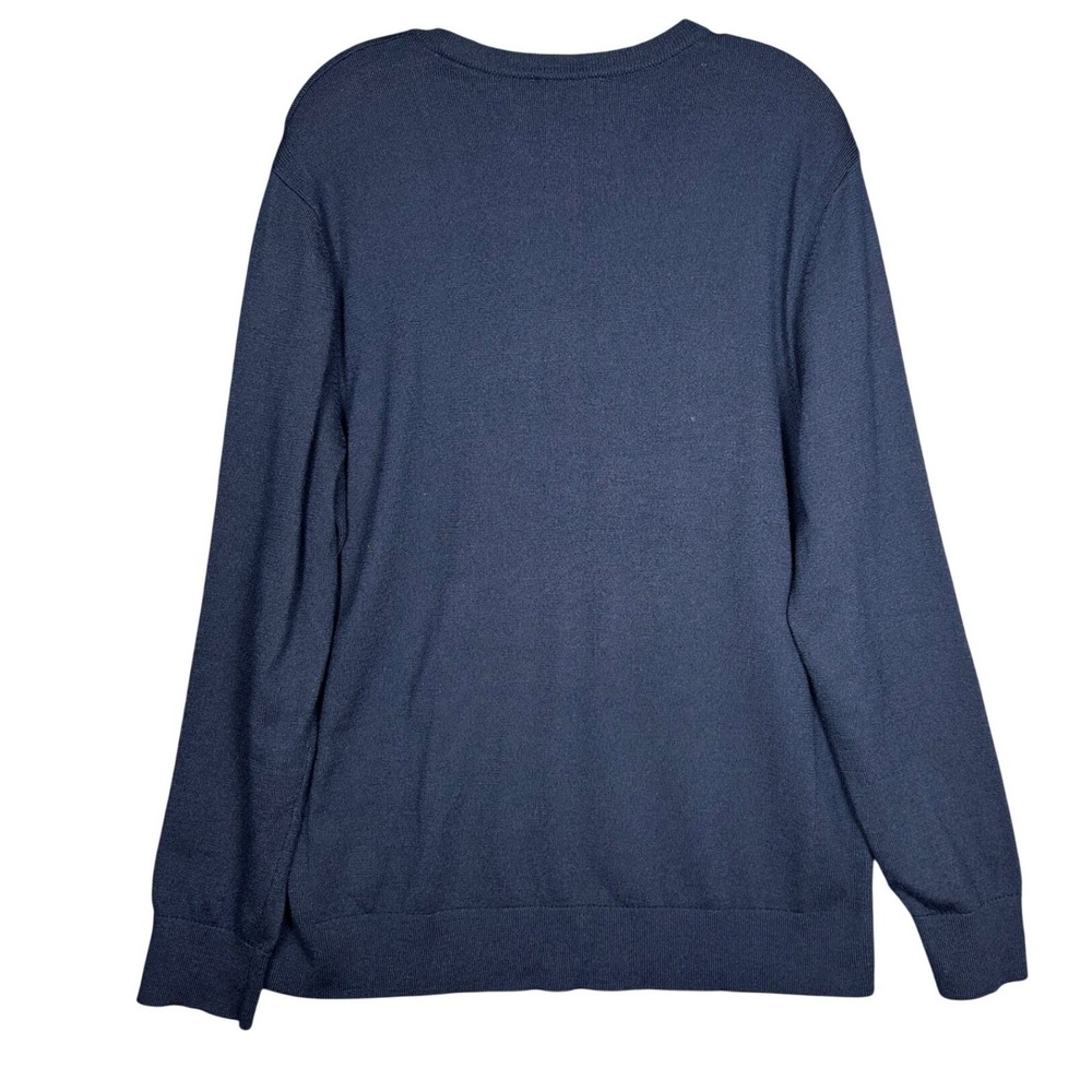Express V-Neck Sweater Mens XL Navy Blue Merino Wool Blend Pullover Classic - Picture 7 of 7